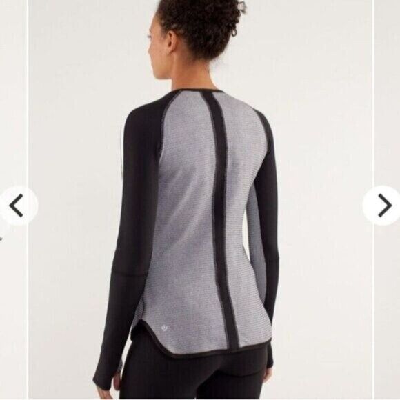 Lululemon Athletica Reversible Long Sleeve Top Black White Stripe Size 8 - Picture 3 of 12